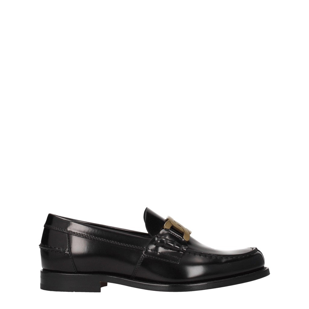 Tod's Leren loafers met ketting – Zwart