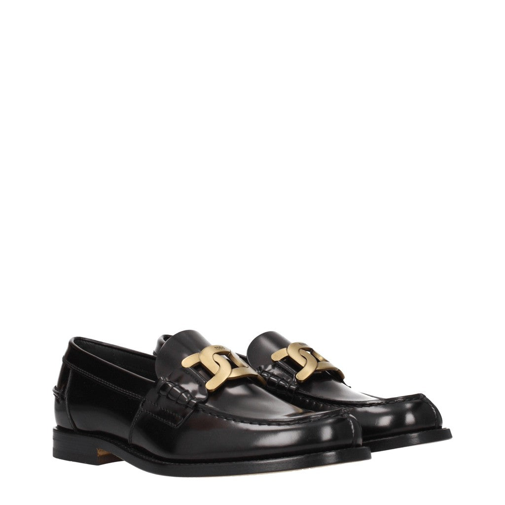 Tod's Leren loafers met ketting – Zwart