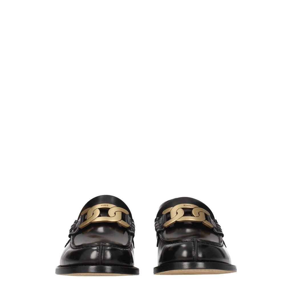 Tod's Leren loafers met ketting – Zwart