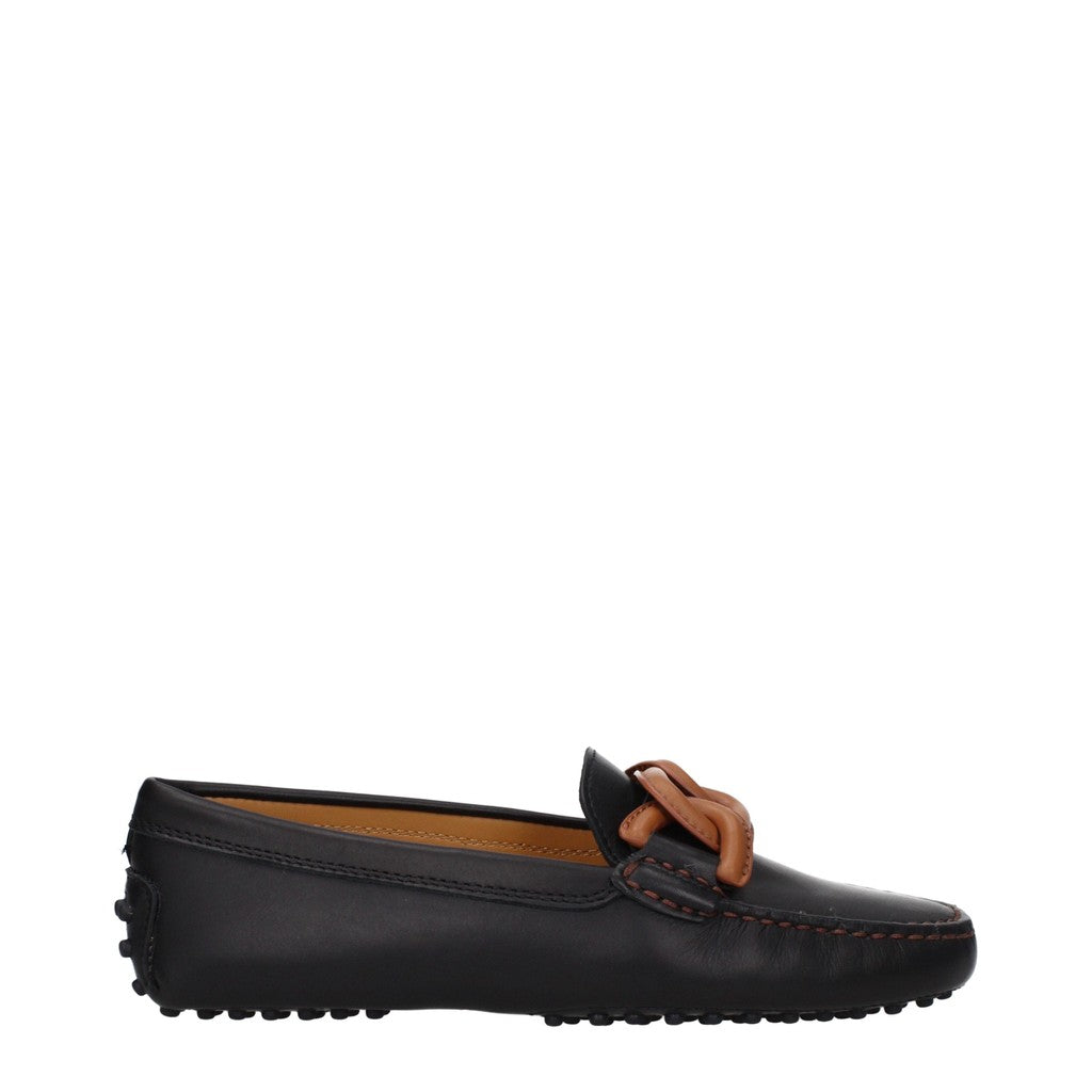 Tod's Leren mocassins met ketting – Zwart