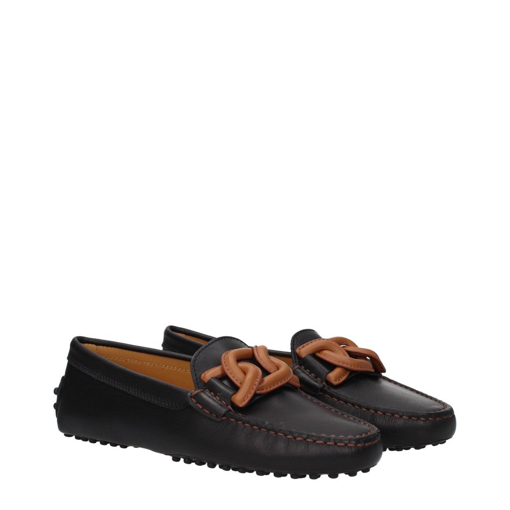 Tod's Leren mocassins met ketting – Zwart