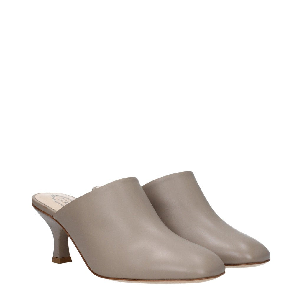 Tod's Leren muiltjes met hak – Grijs
