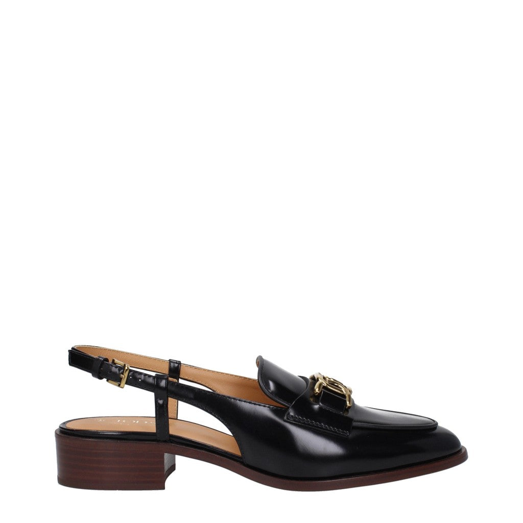 Tod's Leren slingback loafers met ketting – Zwart