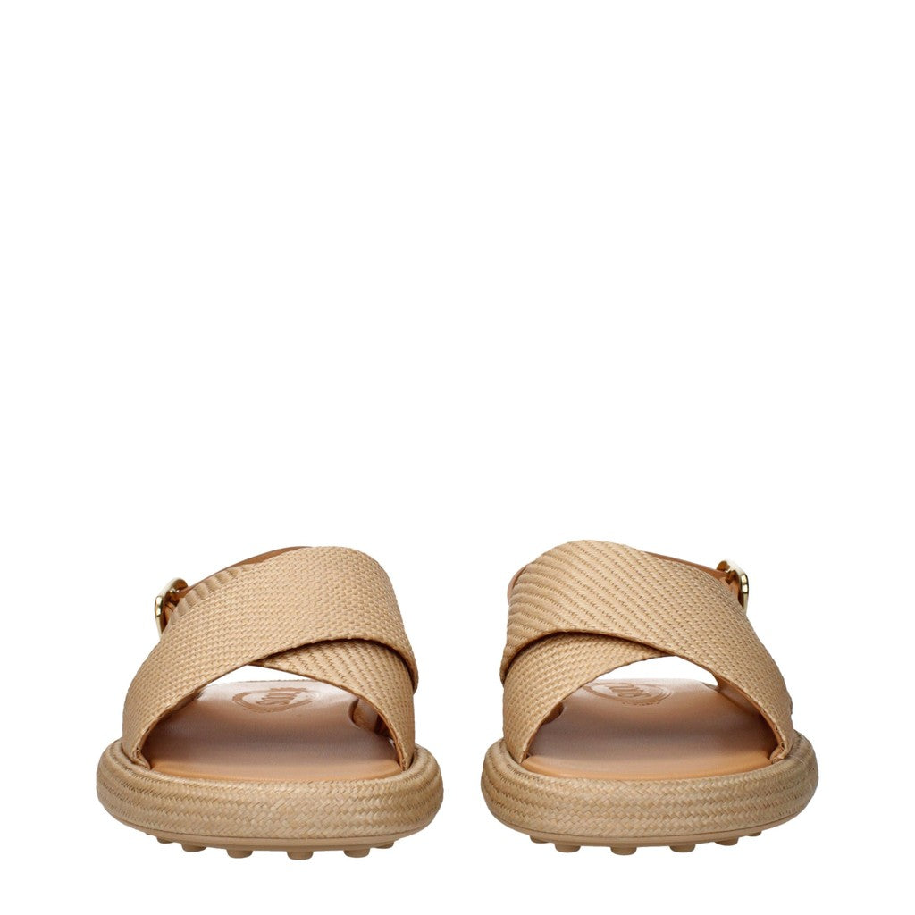 Tod's Raffia sandalen met gekruiste banden – Beige