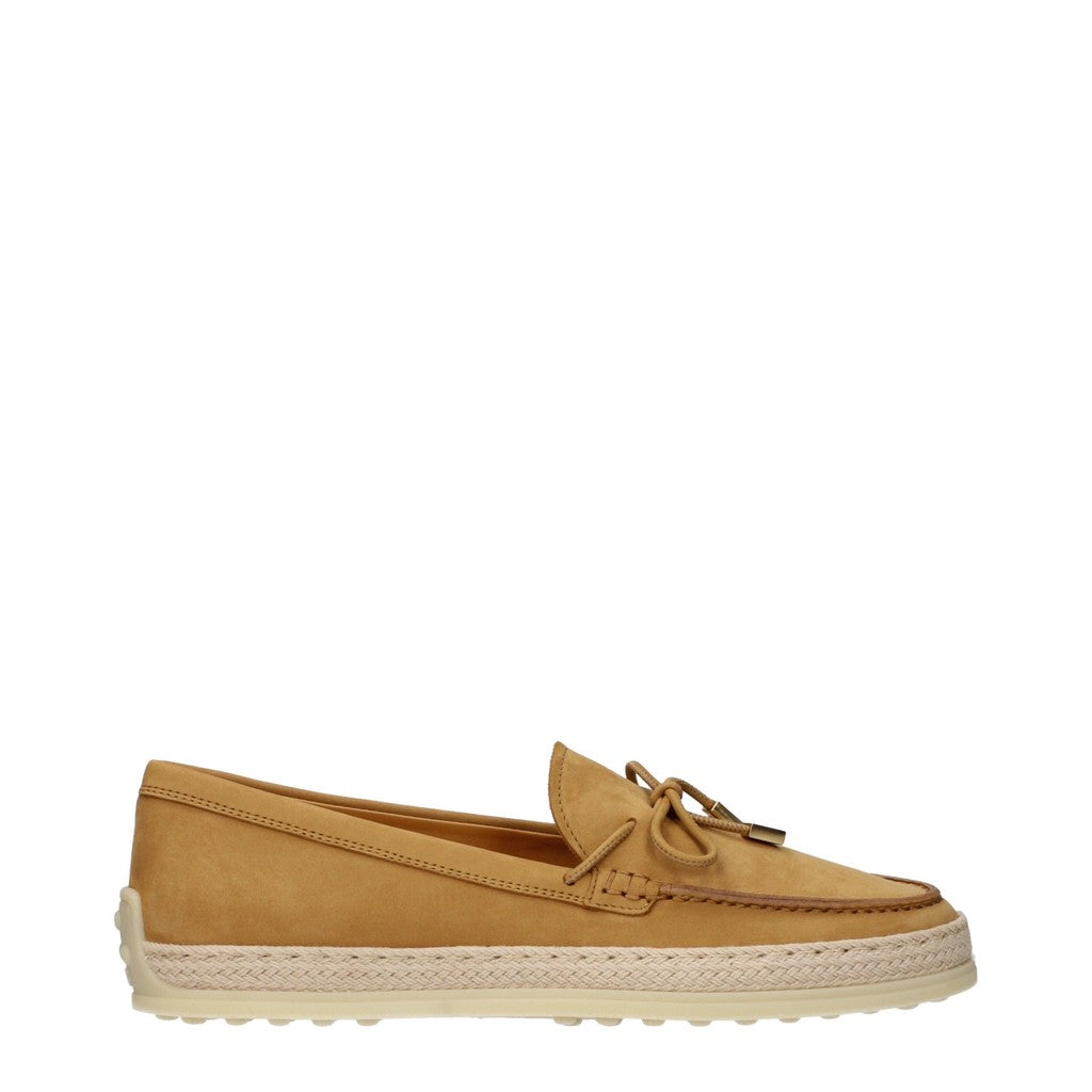 Tod's Suède loafers met strik en raffia – Camel