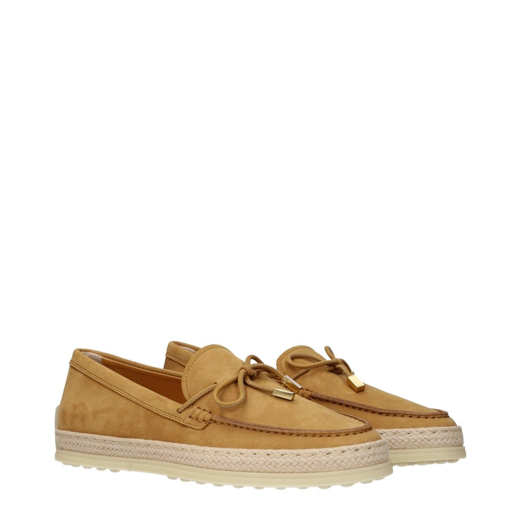 Tod's Suède loafers met strik en raffia – Camel