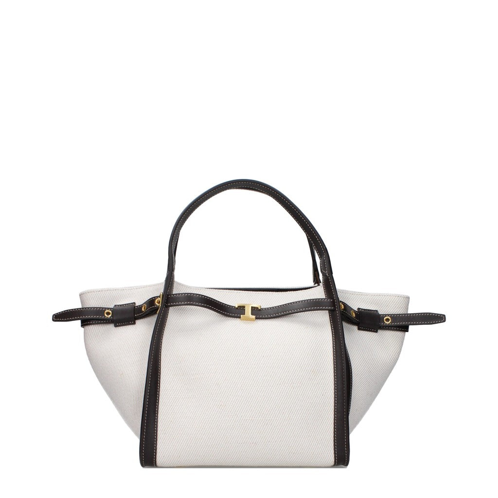 Tod's Tim Small Schoudertas van stof en leer – Wit