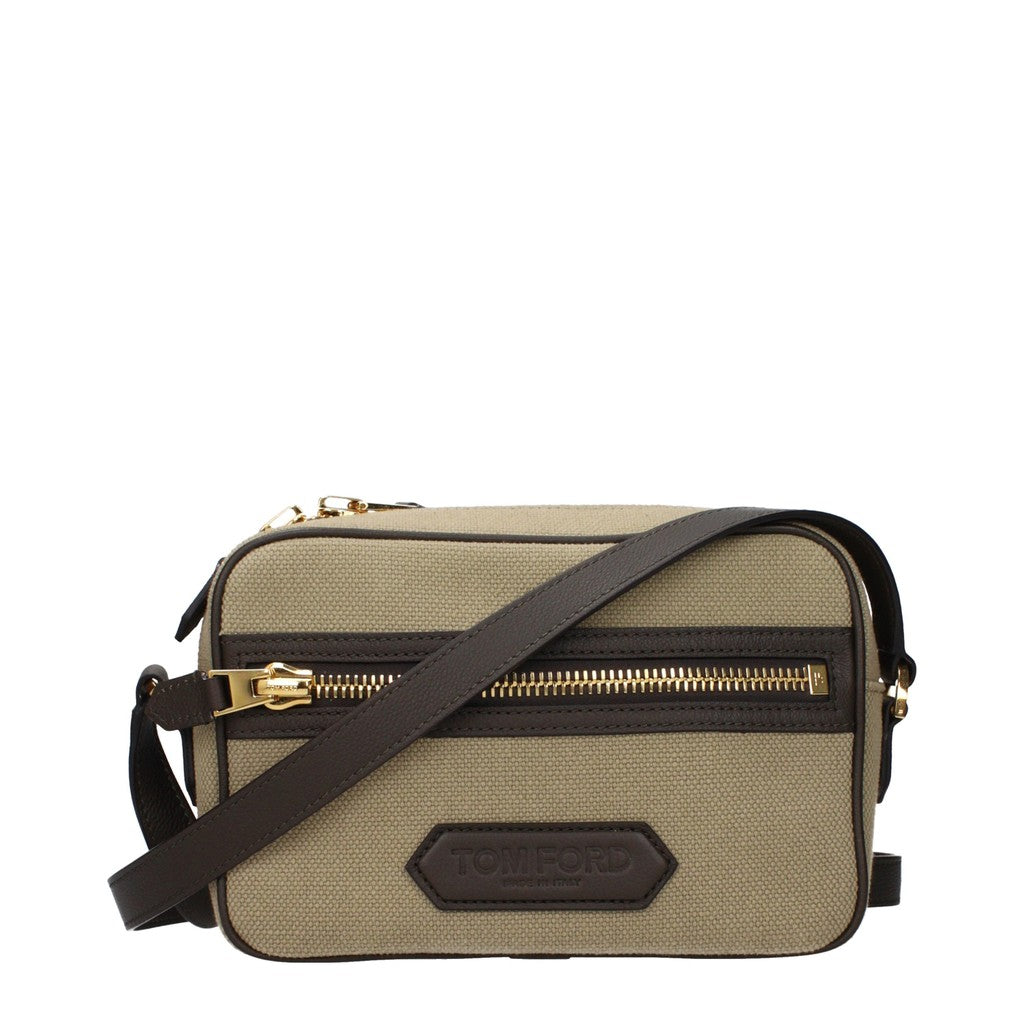 Tom Ford Crossbodytas van stof en leer – Beige