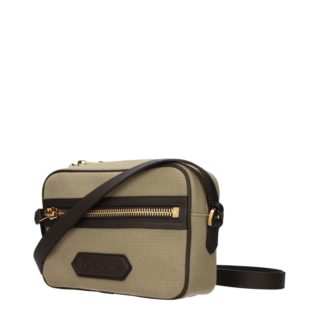 Tom Ford Crossbodytas van stof en leer – Beige