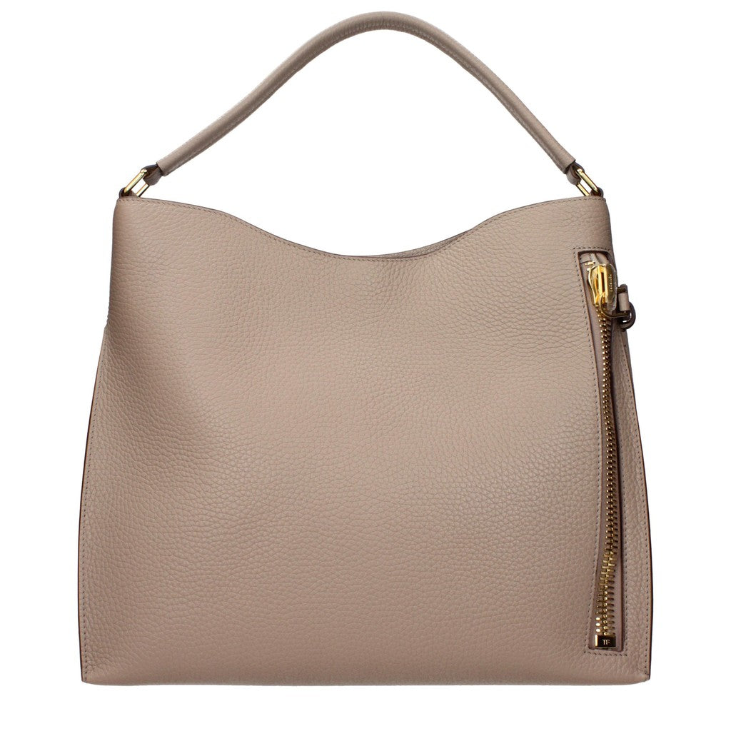 Tom Ford Leren schoudertas – Taupe