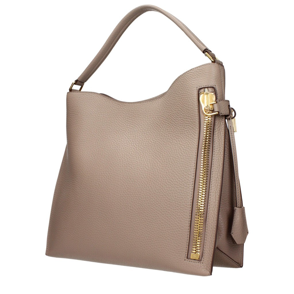 Tom Ford Leren schoudertas – Taupe