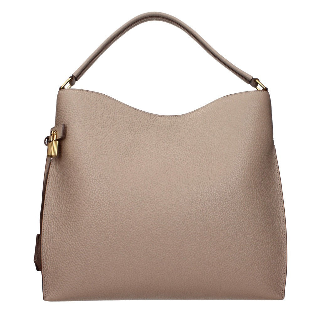 Tom Ford Leren schoudertas – Taupe