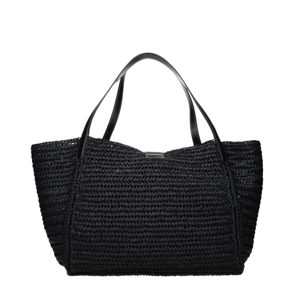 Tom Ford Shopper van raffia en leer – Zwart
