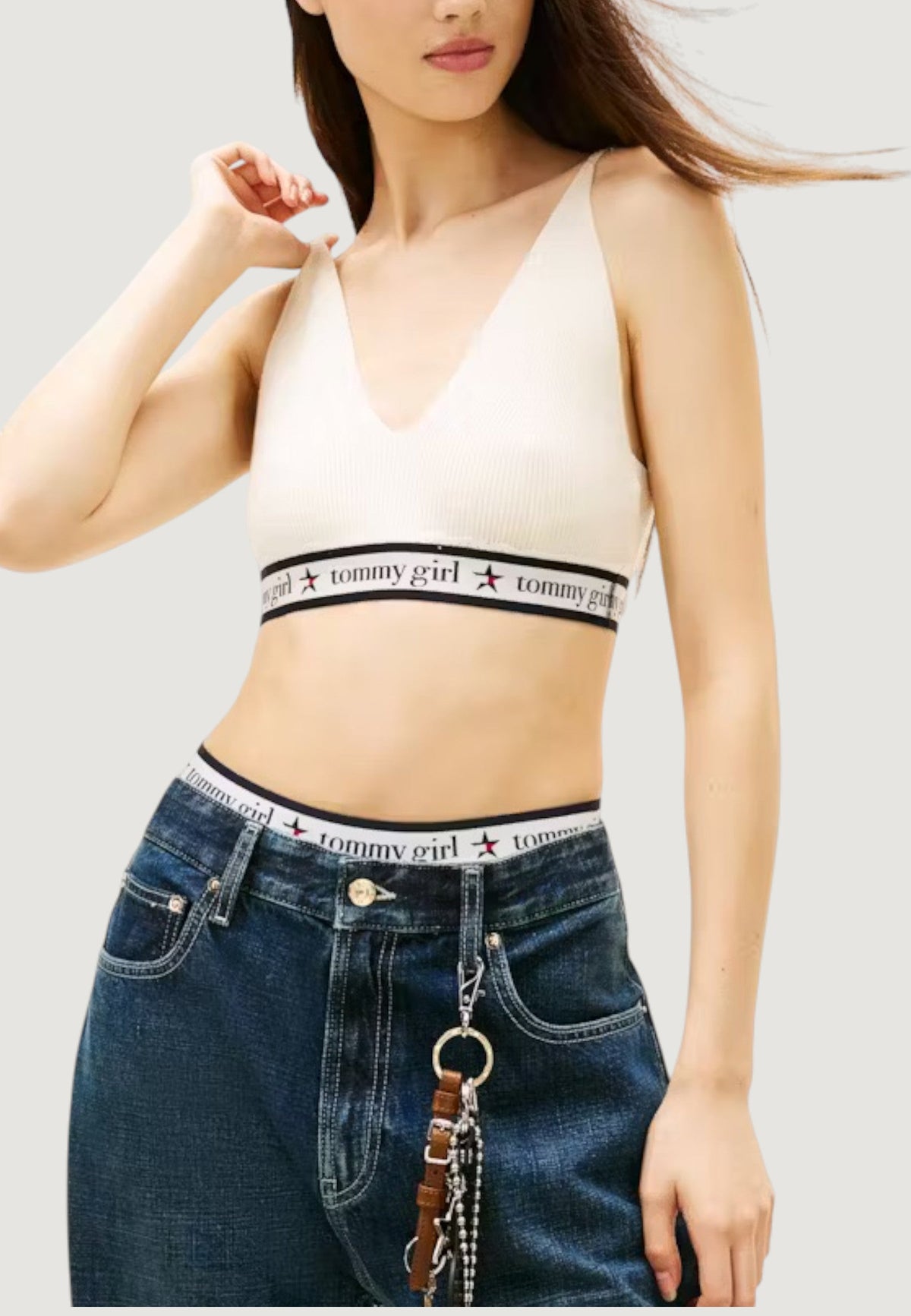 Tommy Hilfiger Mouwloze top met diepe V-hals – Wit