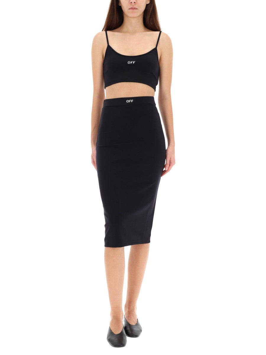 Off-White Top met Dunne Bandjes – Zwart