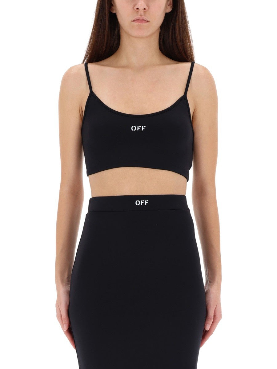 Off-White Top met Dunne Bandjes – Zwart