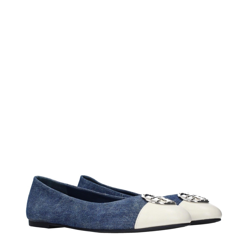Tory Burch Ballerina's met contrasterende neus – Blauw / Wit