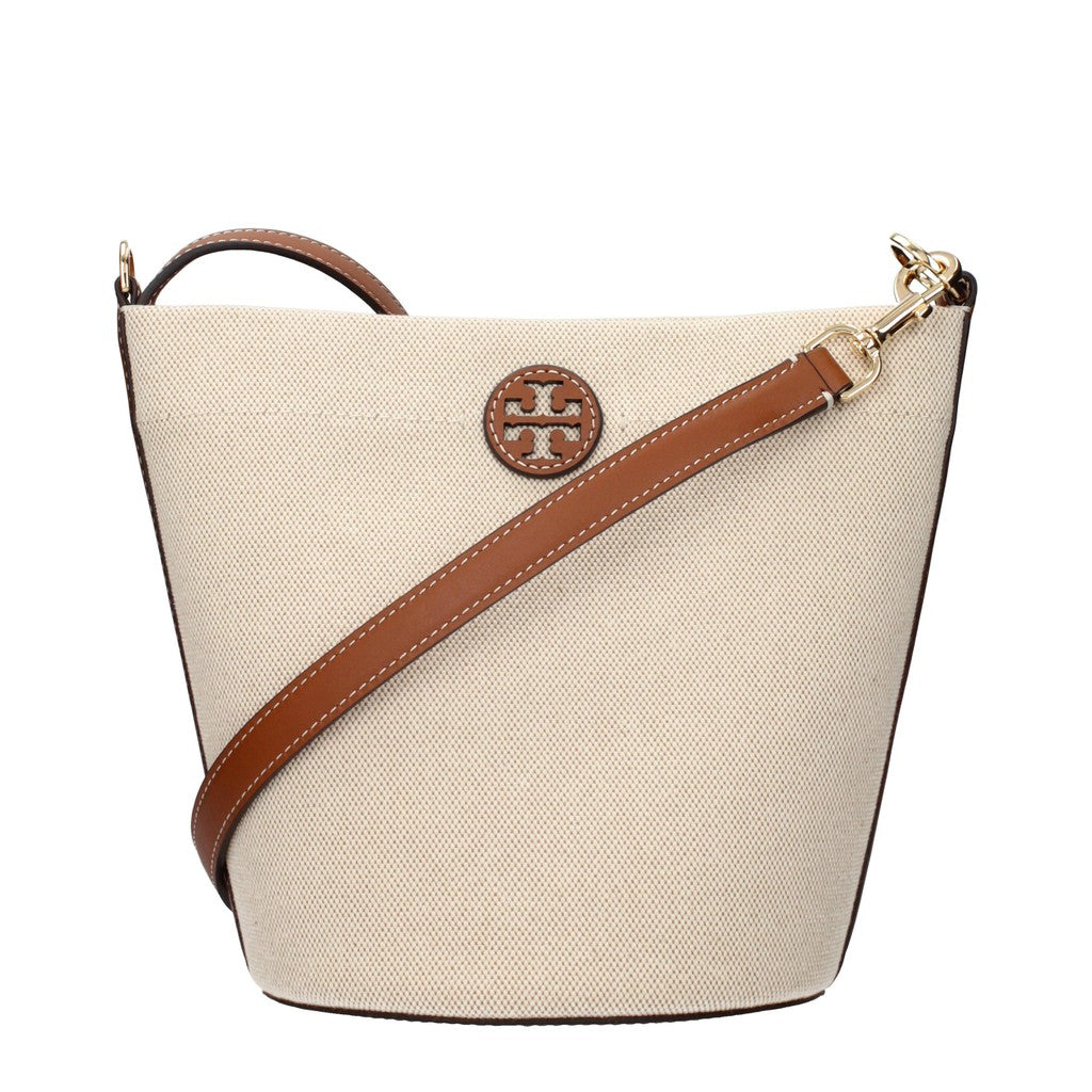 Tory Burch Buideltas van stof en leer – Beige