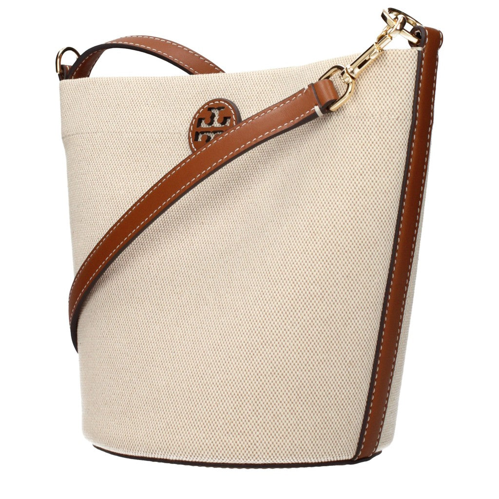 Tory Burch Buideltas van stof en leer – Beige
