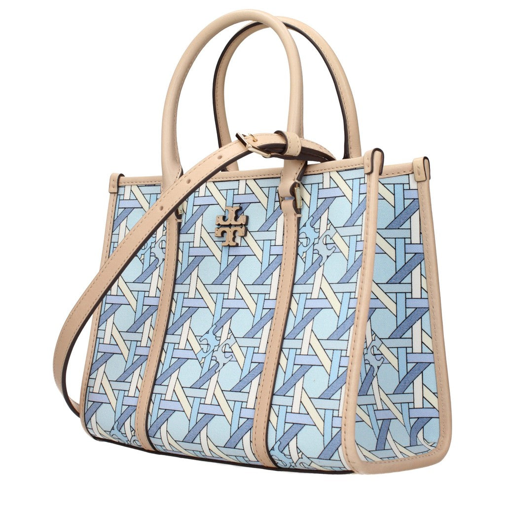 Tory Burch Handtas van stof en leer – Lichtblauw