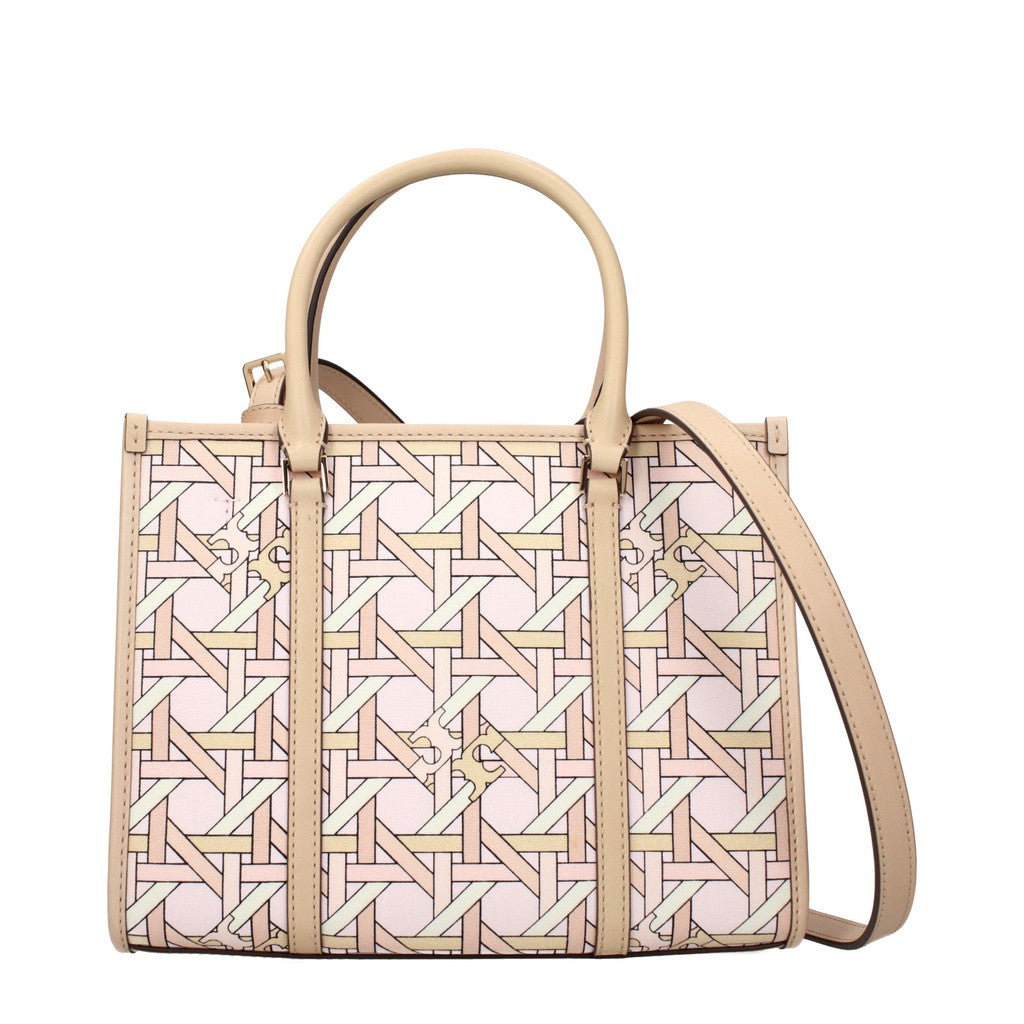 Tory Burch Handtas van stof en leer – Roze
