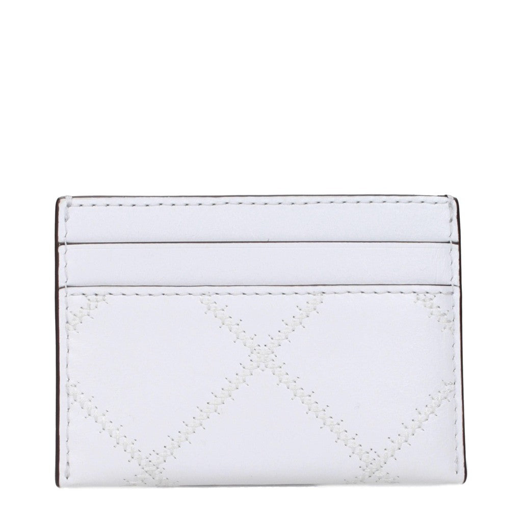 Tory Burch Kaarthouder met gestikt ruitpatroon – Wit