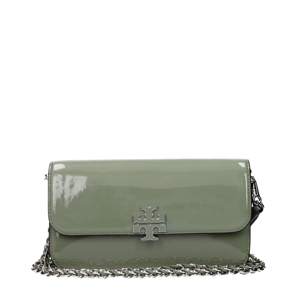 Tory Burch Lakleren crossbodytas met ketting – Saliegroen