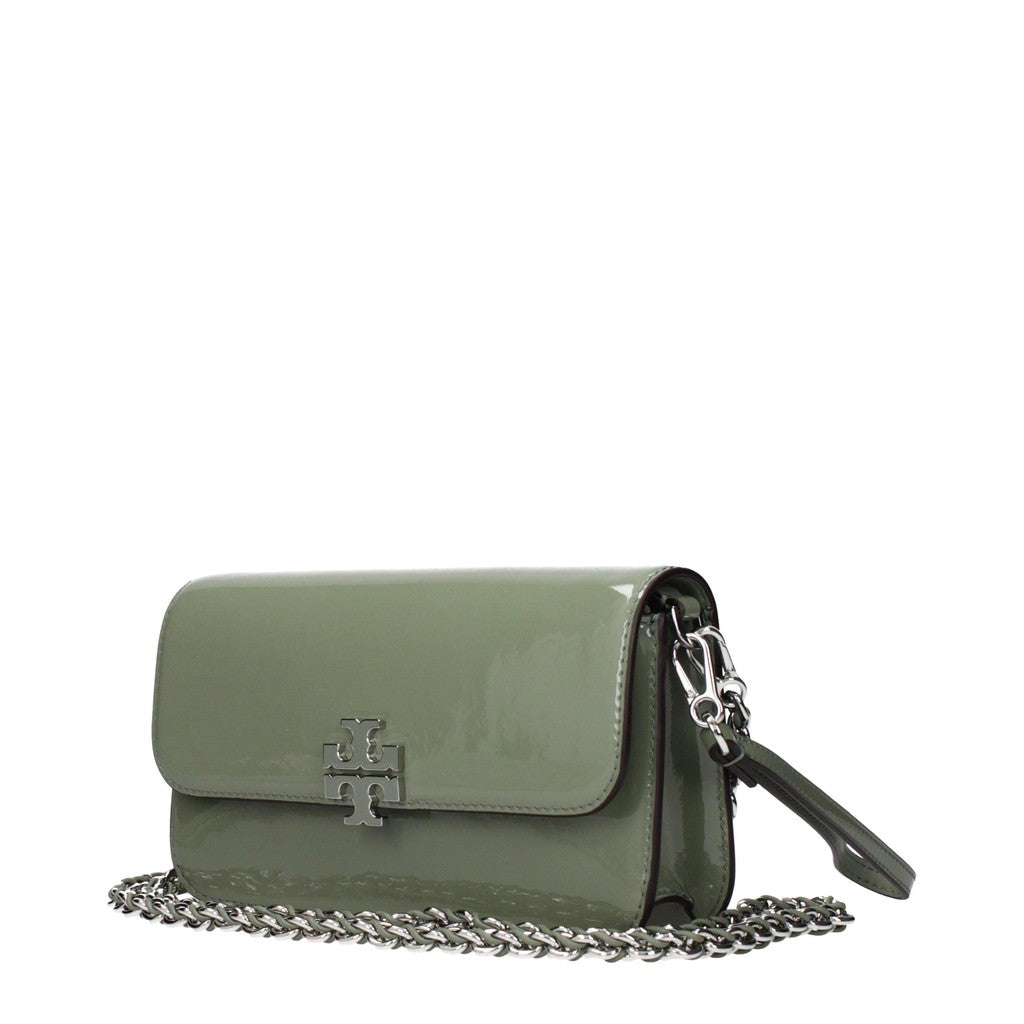 Tory Burch Lakleren crossbodytas met ketting – Saliegroen