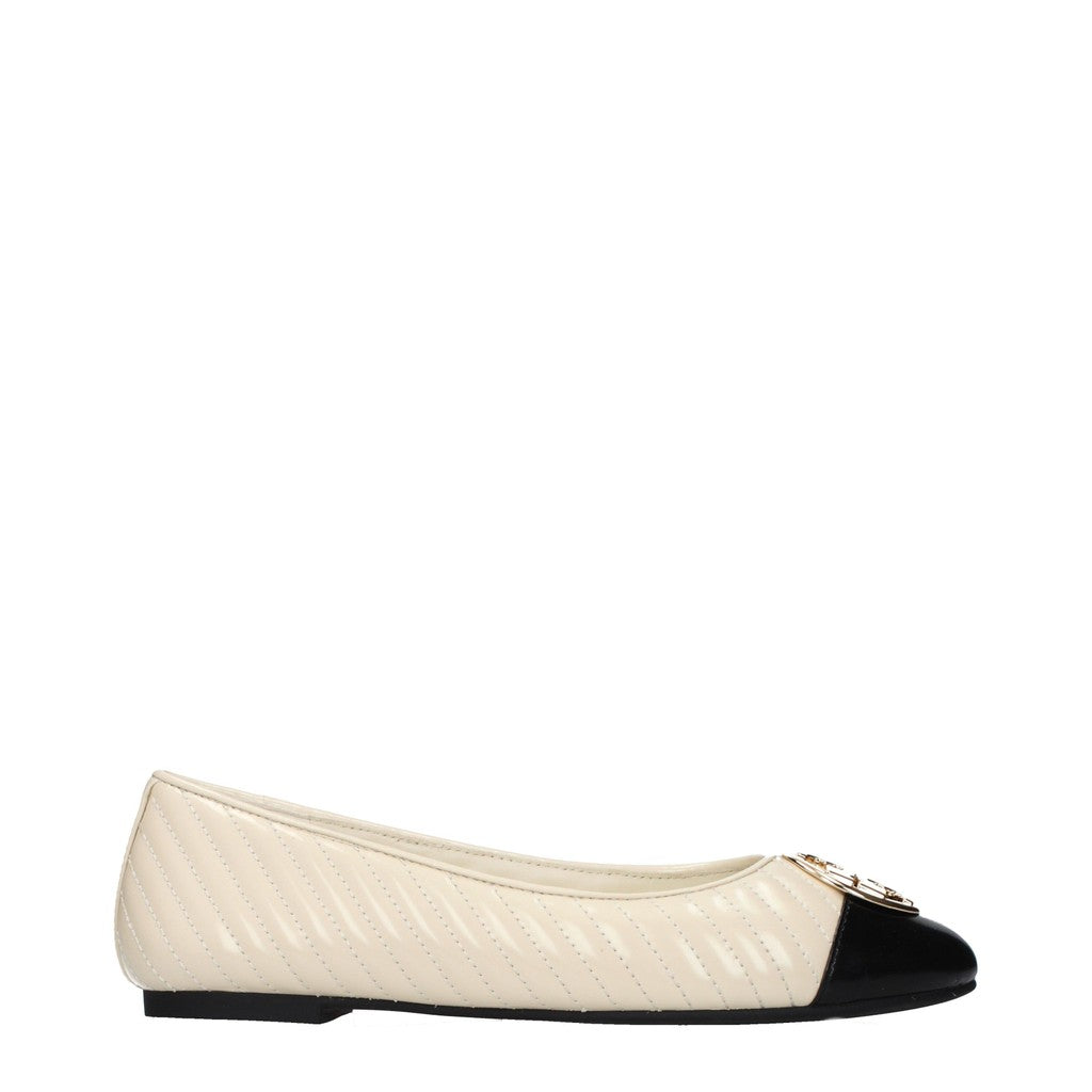 Tory Burch Leren ballerina's – Crème