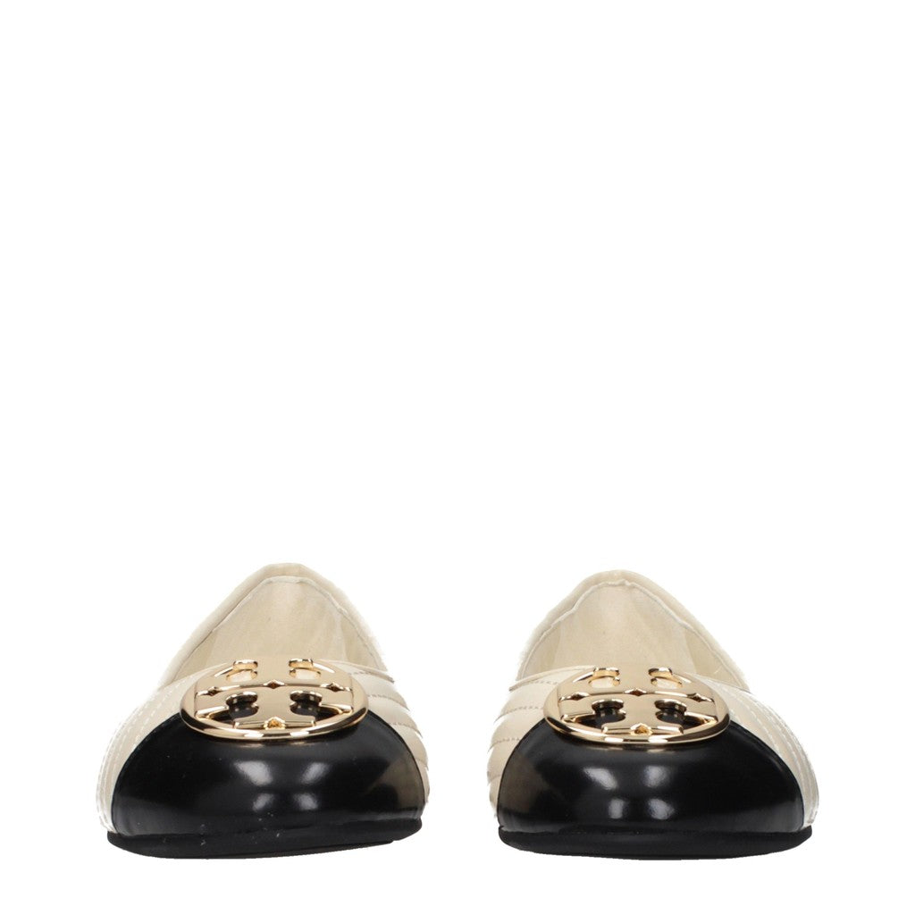 Tory Burch Leren ballerina's – Crème