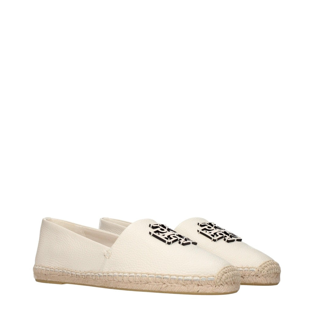 Tory Burch Leren espadrilles – Crème