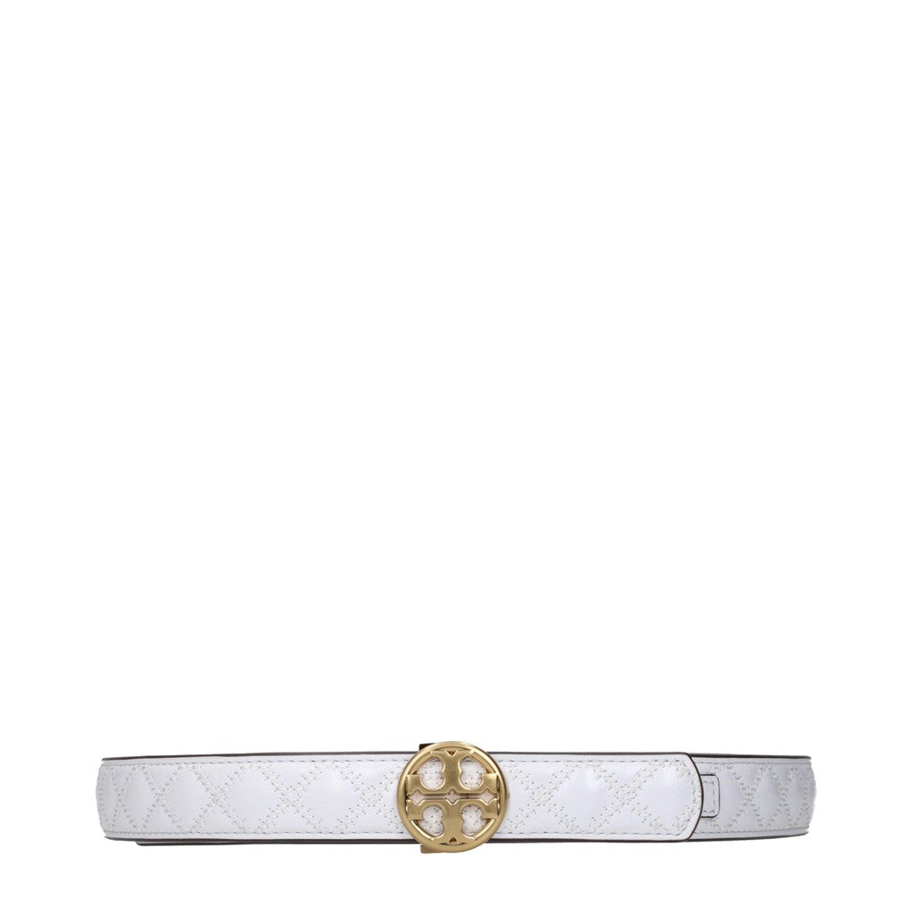 Tory Burch Leren riem met logogesp – Wit