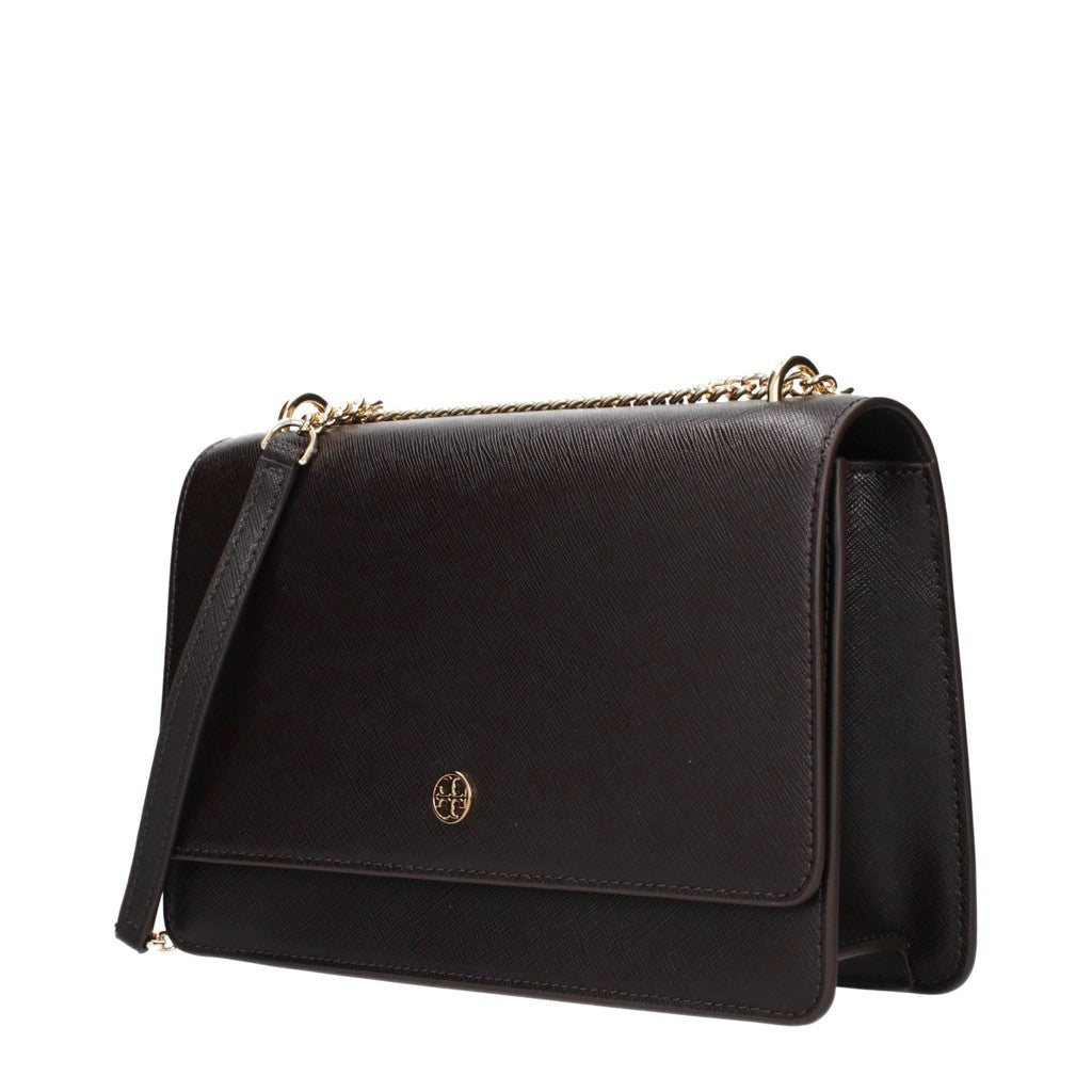 Tory Burch Leren schoudertas – Chocoladebruin