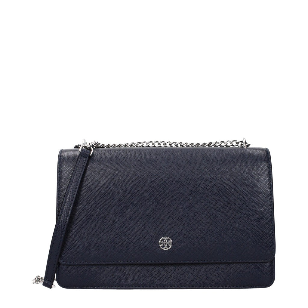 Tory Burch Leren schoudertas – Marineblauw