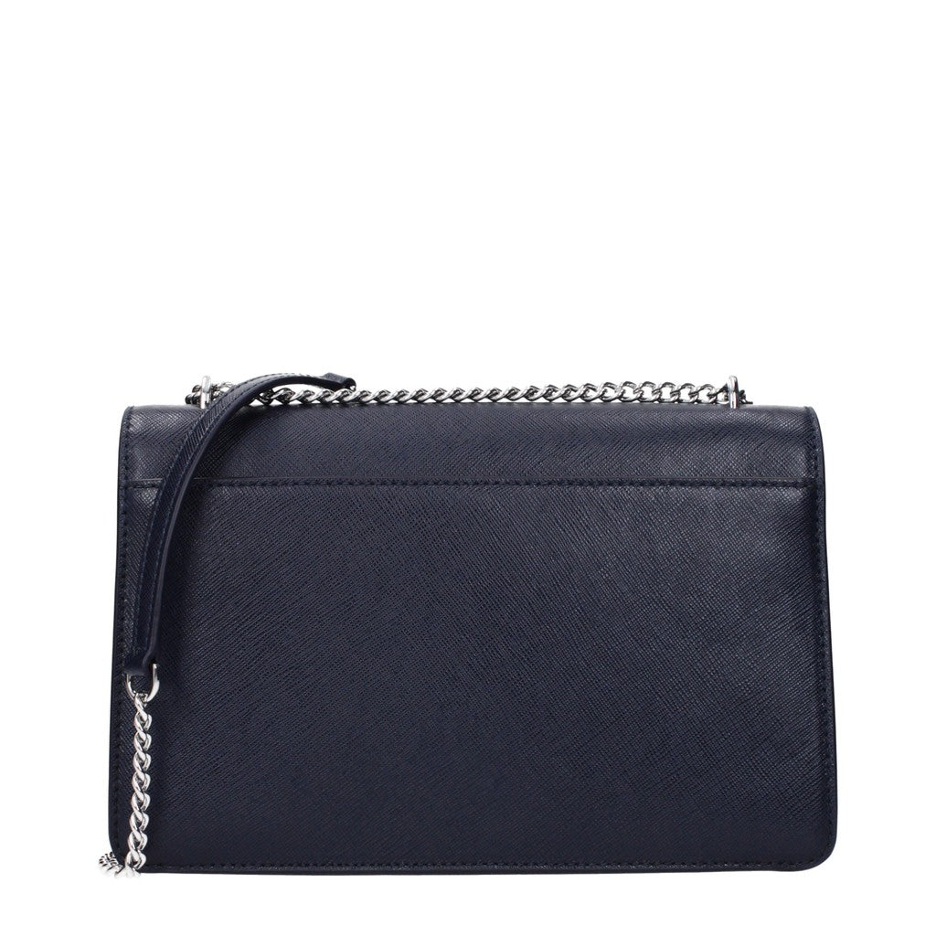 Tory Burch Leren schoudertas – Marineblauw