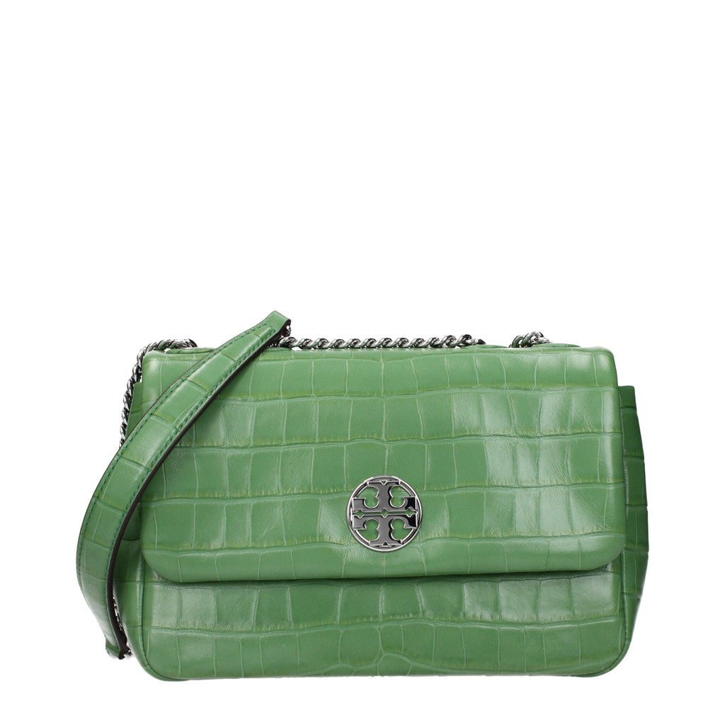 Tory Burch Leren schoudertas met ketting – Groen