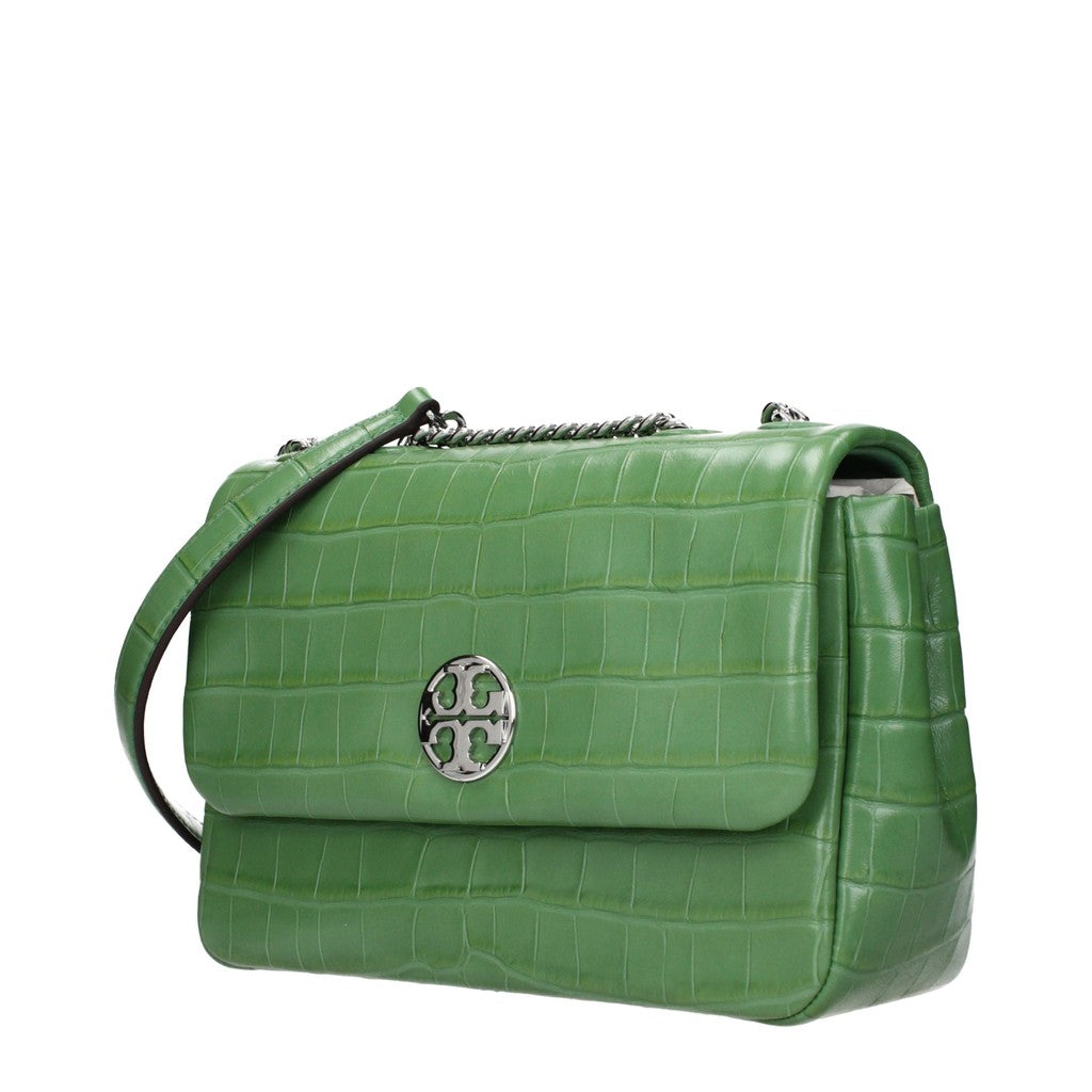 Tory Burch Leren schoudertas met ketting – Groen