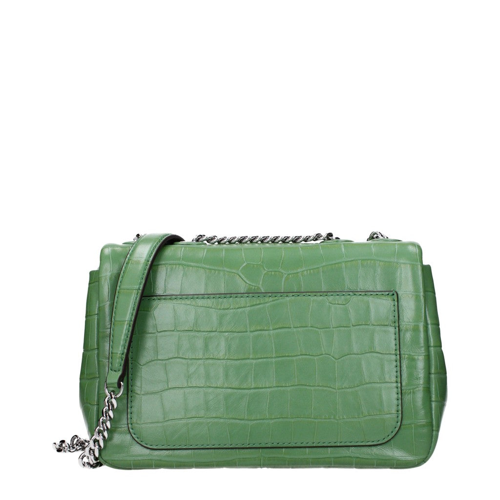 Tory Burch Leren schoudertas met ketting – Groen