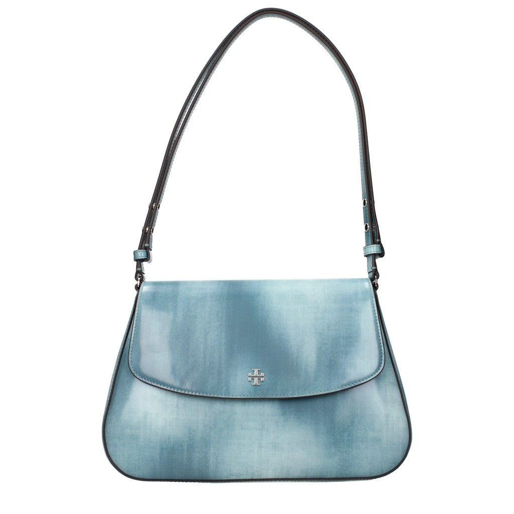 Tory Burch Schoudertas met denimprint – Lichtblauw