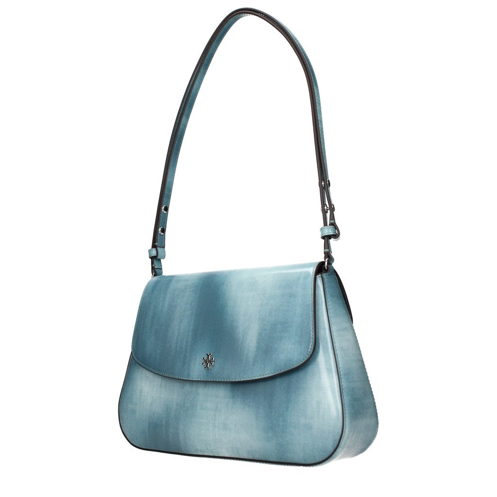 Tory Burch Schoudertas met denimprint – Lichtblauw