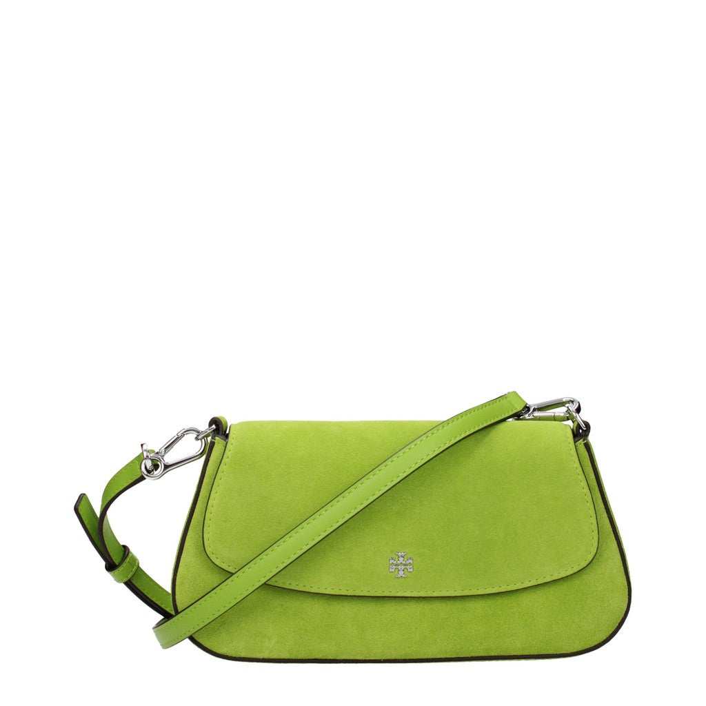 Tory Burch Suède crossbodytas met ketting – Limegroen