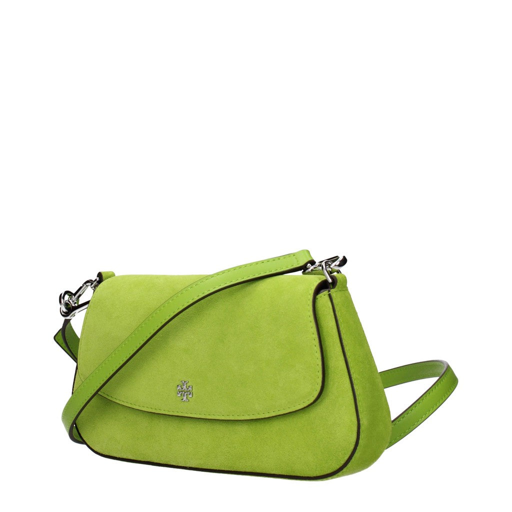 Tory Burch Suède crossbodytas met ketting – Limegroen