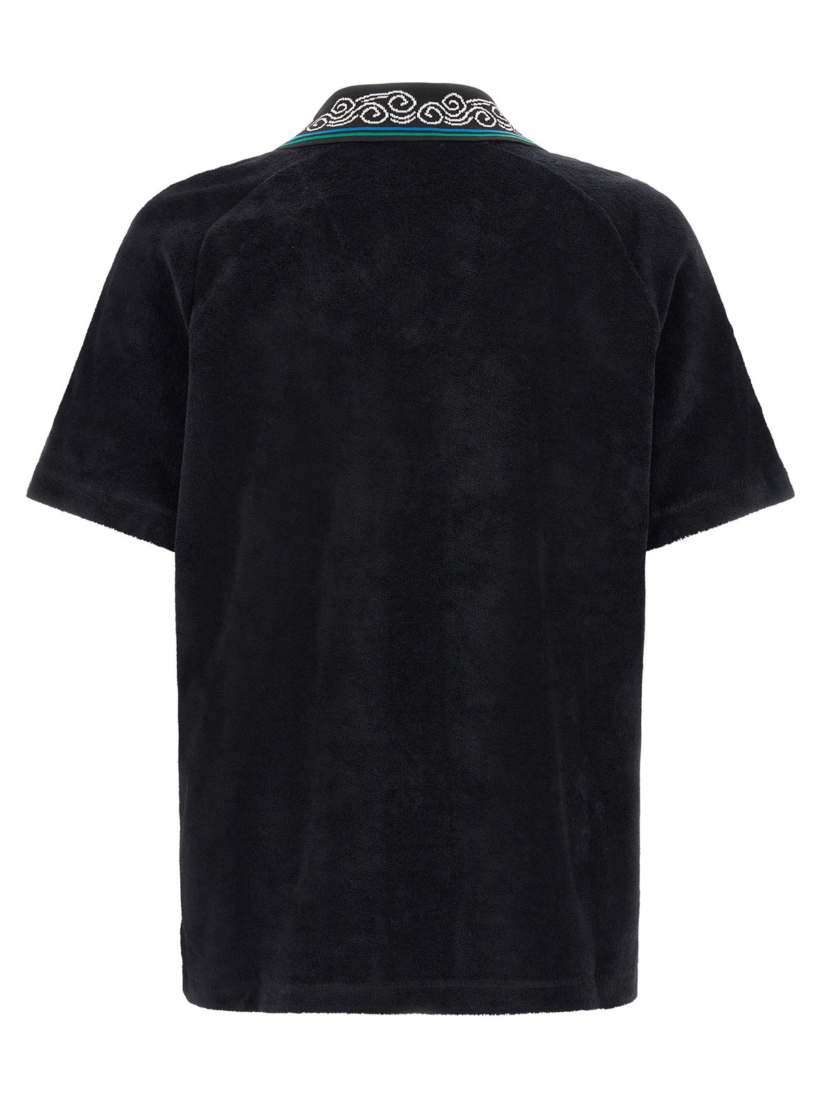 Casablanca Badstof polo met V-hals – Zwart