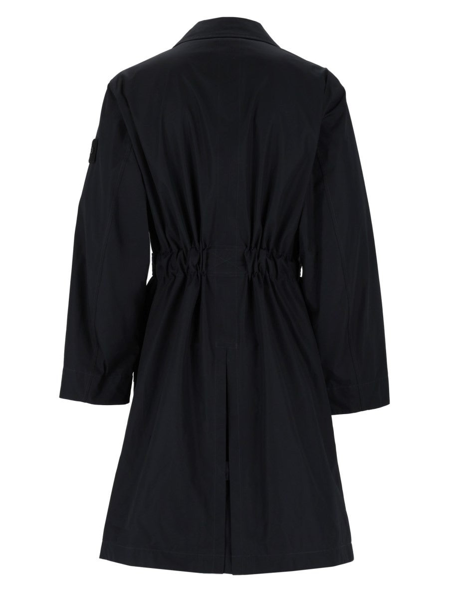 Stone Island Katoenen Trenchcoat met ceintuur – Zwart