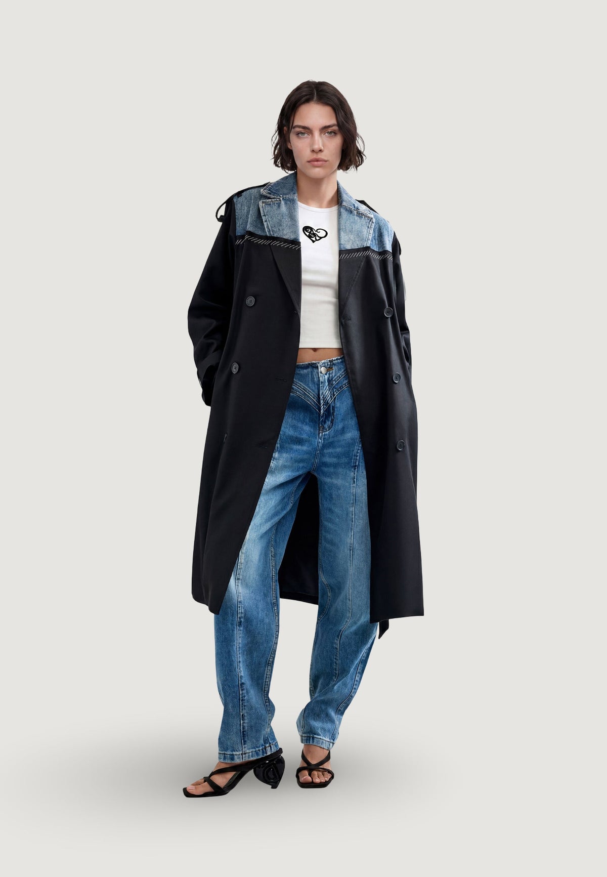 Desigual Hybridtrench Trenchcoat – Zwart