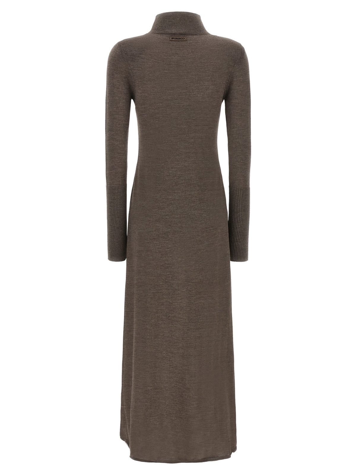 Pinko Lange jurk met col van merinowol – Bruin