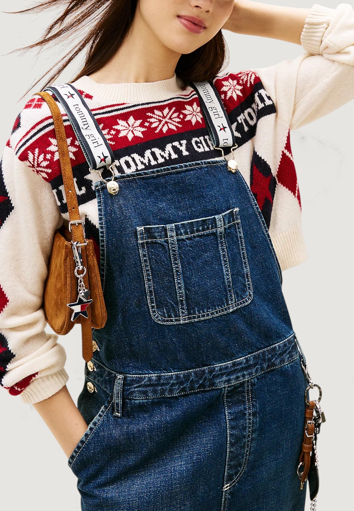 Tommy Hilfiger Jumpsuit met knopen en vierkante hals – Blauw