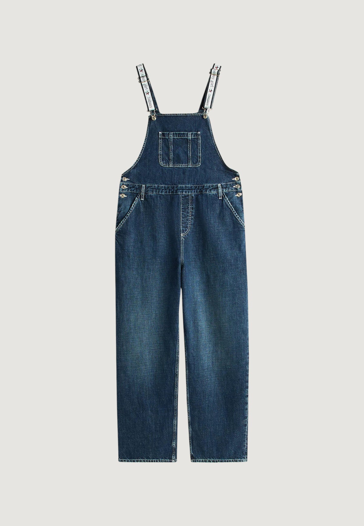Tommy Hilfiger Jumpsuit met knopen en vierkante hals – Blauw