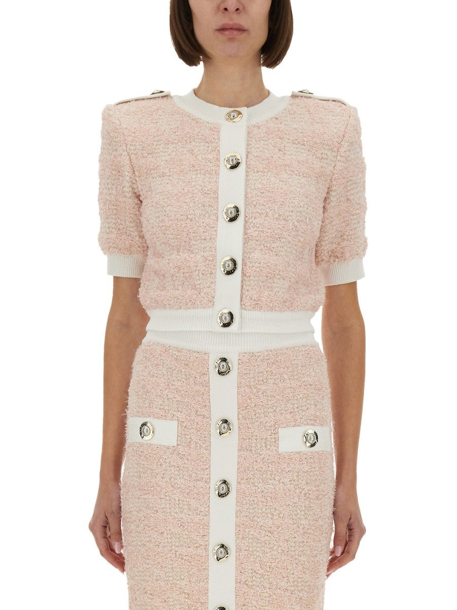 Balmain Tweed Cardigan – Roze