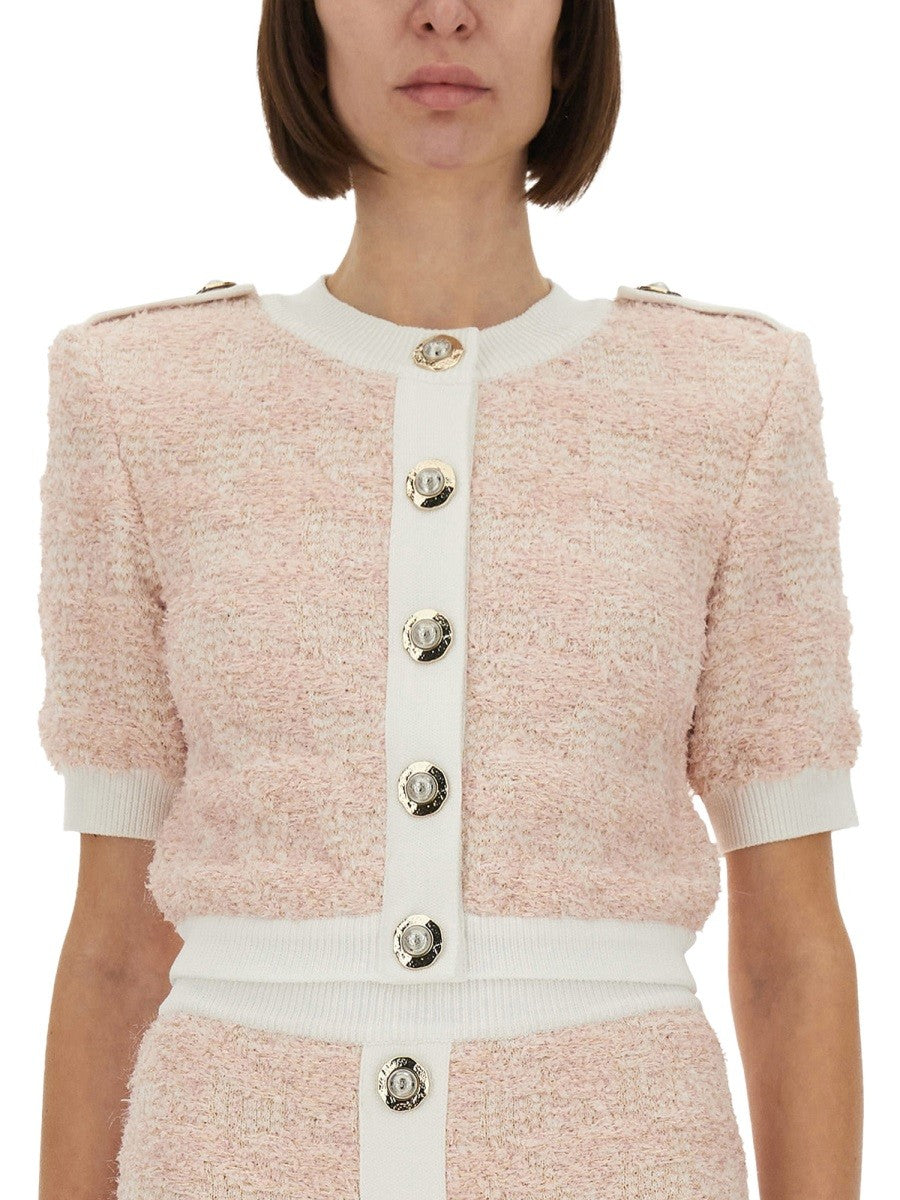 Balmain Tweed Cardigan – Roze